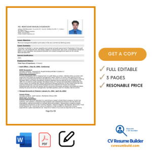 Professional Resume Download (3) Pages CV MS Word / DOC Bangladeshi