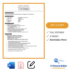 Sales Executive CV Download (2) Pages CV, MS Word / DOC