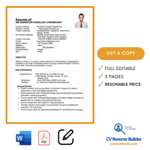 Resume Format for Experienced Download (3) Pages CV MS Word / DOC