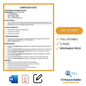 2 Page CV Format Bd Download MS Word / DOC
