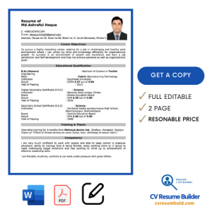 2 Page CV Format Bd Pdf Download MS Word / DOC