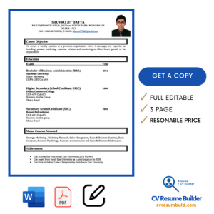 CV Format Download Bangladesh Download MS Word / DOC