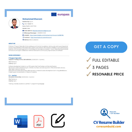 Europass Curriculum Vitae Example