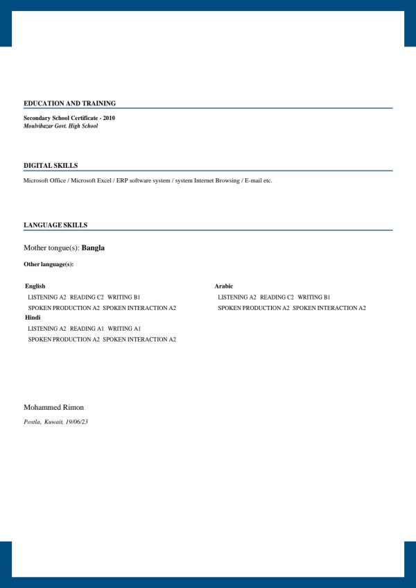 europass resume template