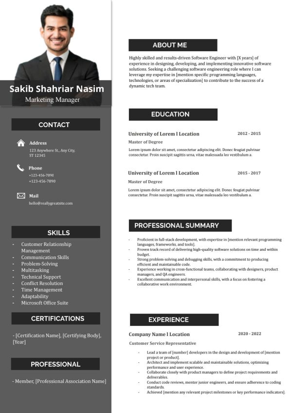 sample resume canada