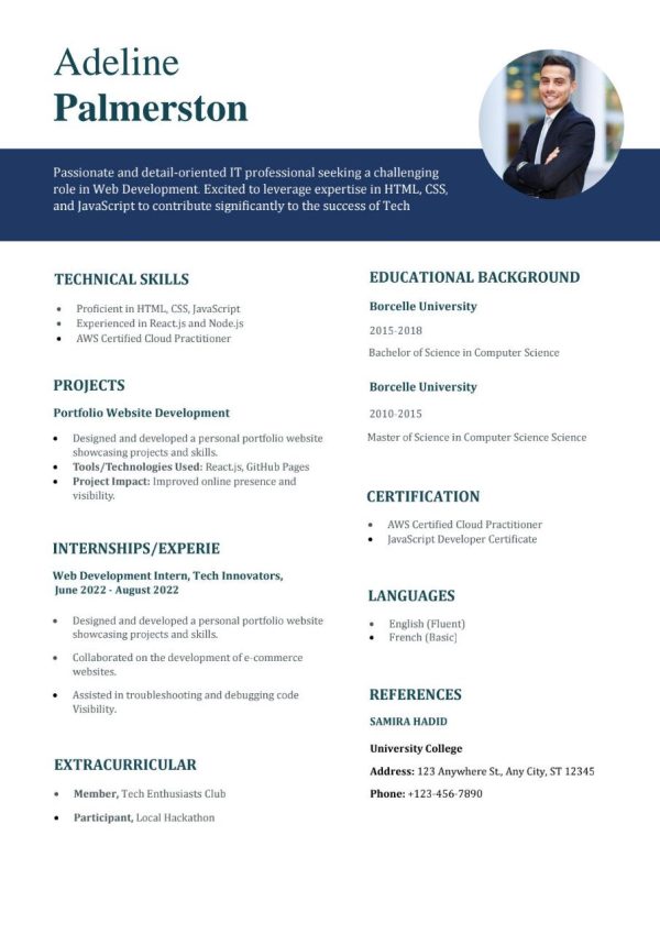Resume Template for IT Freshers