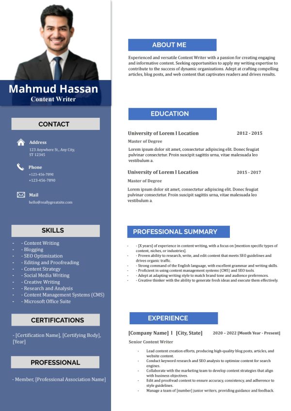 Content Writer cv