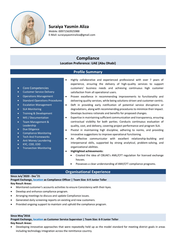 banking cv