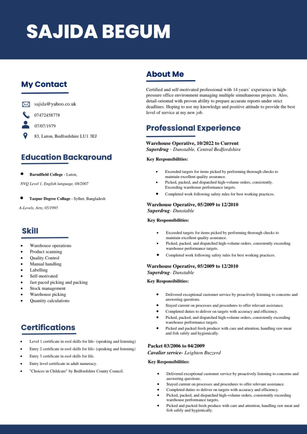 healthcare cv