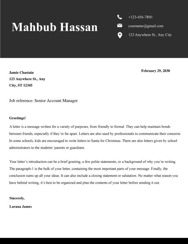 professional cover letter template