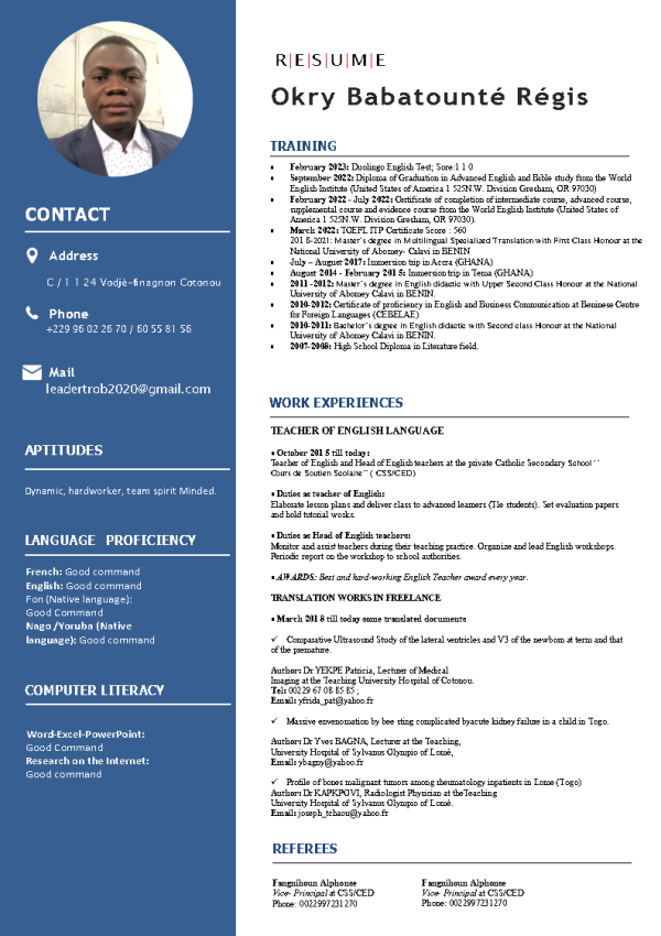 Resume Template for Teaching Job